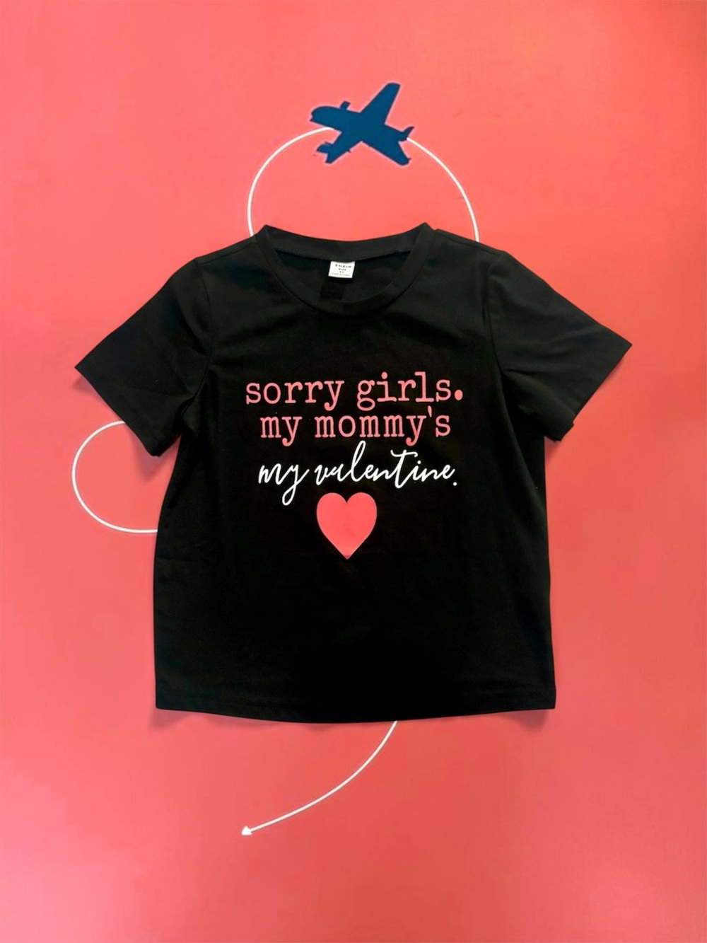 💛 SHEIN Boys Mommy’s My Valentine Heart Shirt Black Red Size 6Y